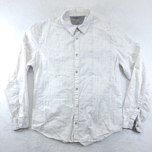 Calvin Klein Jeans White Gray Pattern Regular Fit Size L Dress Shirt 23878 - Picture 1 of 6